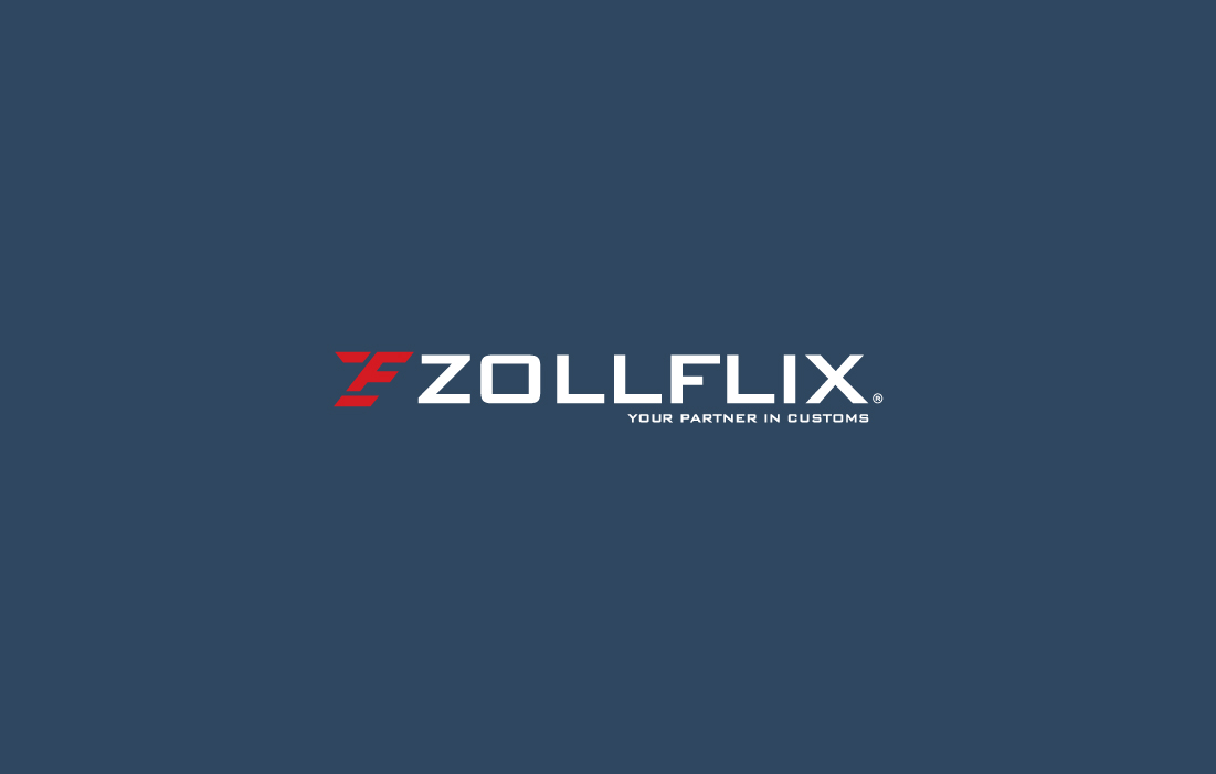 Zollflix-Logo auf marineblauem Hintergrund